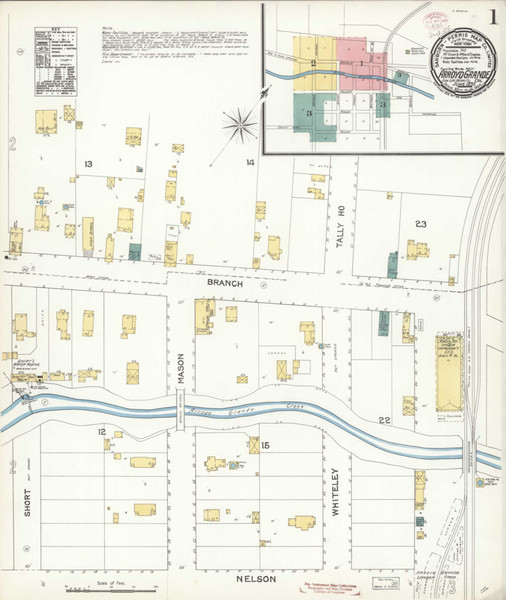 Arroyo Grande California 1895 - Fire Insurance Index - Old Map Reprint