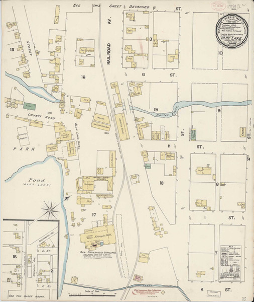 Blue Lake California 1889 - Fire Insurance Index - Old Map Reprint