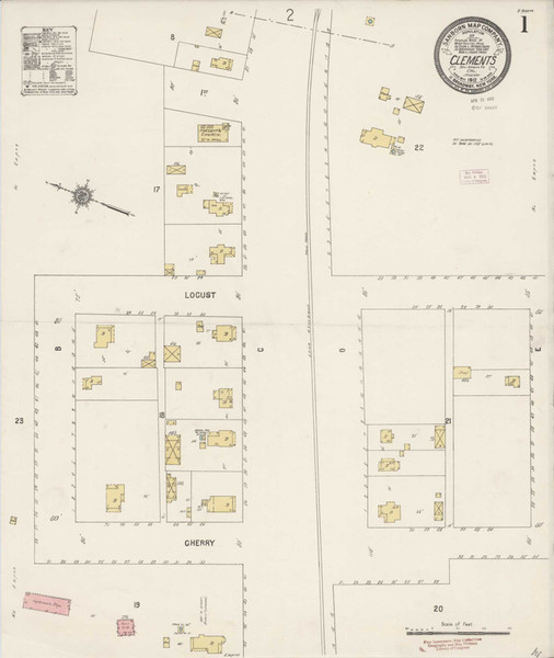 Clements California 1912 - Fire Insurance Index - Old Map Reprint