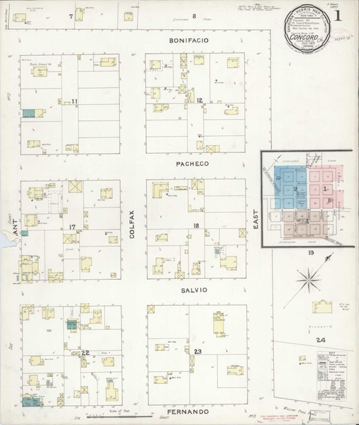 Concord California 1891 - Fire Insurance Index - Old Map Reprint