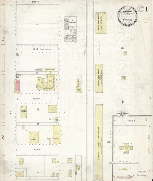 Corning California 1899 - Fire Insurance Index - Old Map Reprint Corning California 1899 - Fire Insurance Index - Old Map Reprint