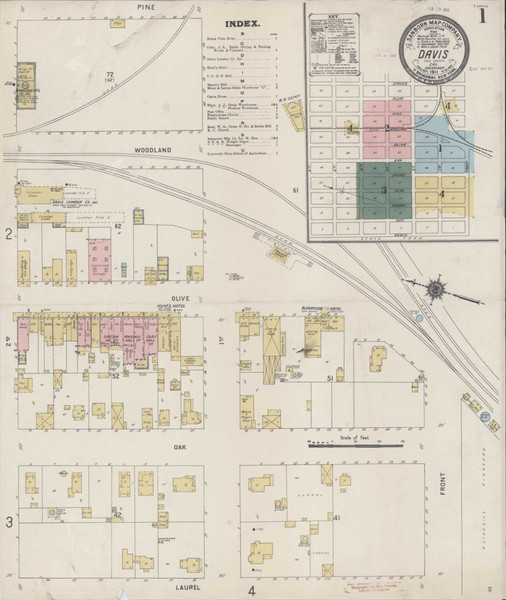 Davis California 1911 - Fire Insurance Index - Old Map Reprint
