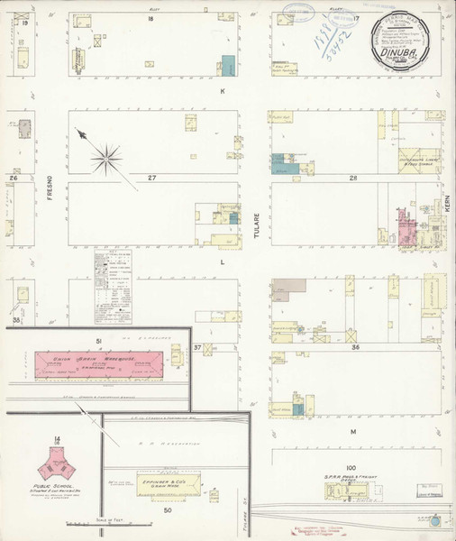 Dinuba California 1898 - Fire Insurance Index - Old Map Reprint