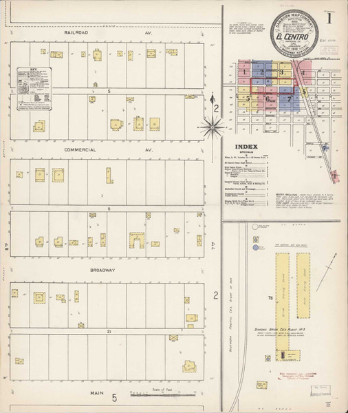 El Centro California 1910 - Fire Insurance Index - Old Map Reprint El Centro California 1910 - Fire Insurance Index - Old Map Reprint
