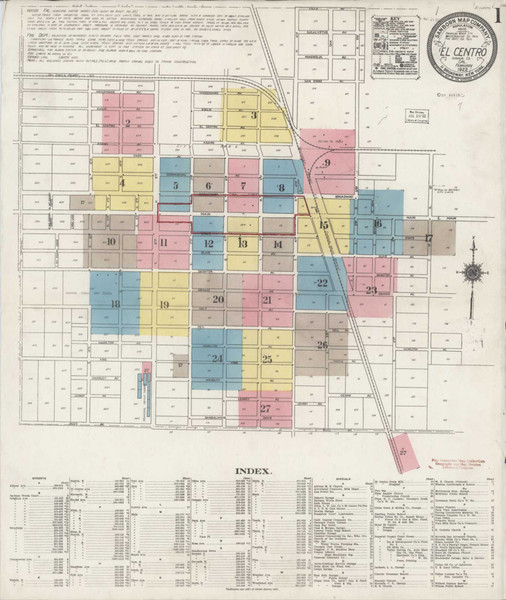 El Centro California 1922 - Fire Insurance Index - Old Map Reprint