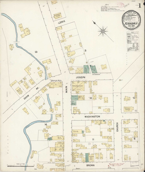 Ferndale California 1889 - Fire Insurance Index - Old Map Reprint