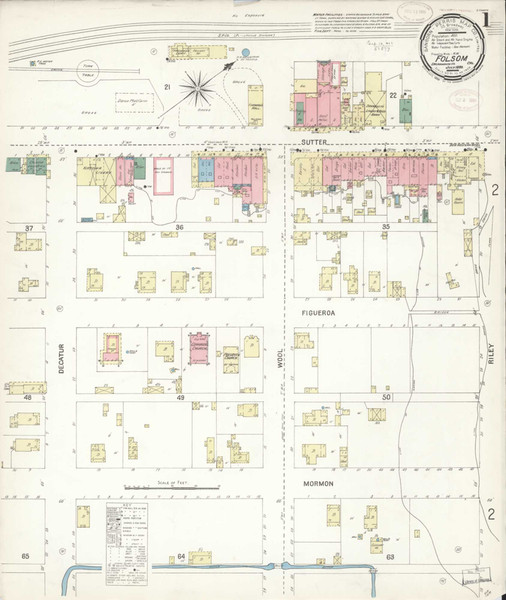 Folsom California 1899 - Fire Insurance Index - Old Map Reprint