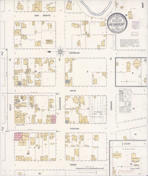Half Moon Bay California 1905 - Fire Insurance Index - Old Map Reprint