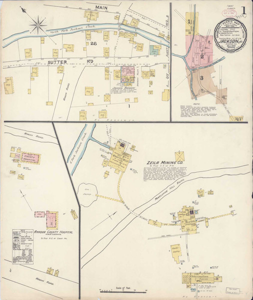 Jackson California 1890 - Fire Insurance Index - Old Map Reprint