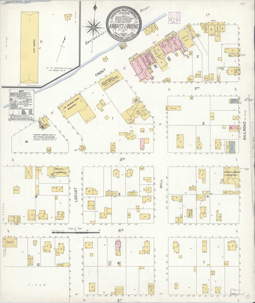Knights Landing California 1907 - Fire Insurance Index - Old Map Reprint