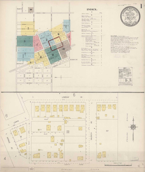Lindsay California 1912 - Fire Insurance Index - Old Map Reprint