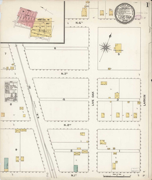 Live Oak California 1893 - Fire Insurance Index - Old Map Reprint