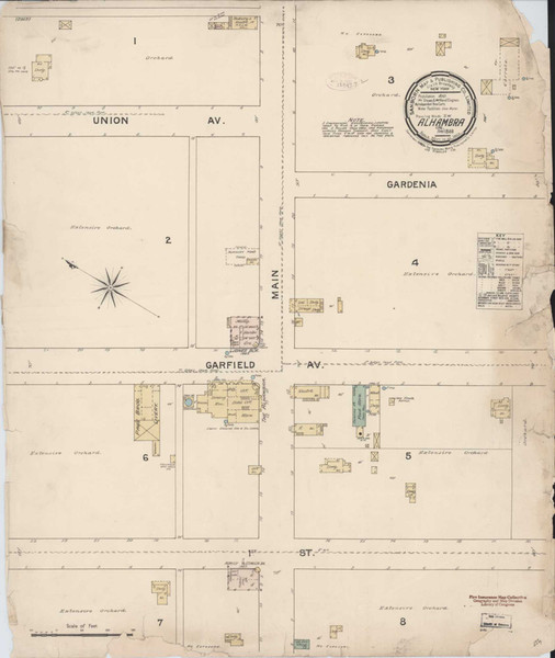 Los Angeles - Alhambra California 1888 - Fire Insurance Index - Old Map Reprint Los Angeles - Alhambra California 1888 - Fire Insurance Index - Old Map Reprint