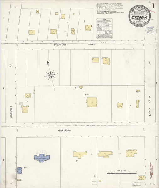 Los Angeles - Altadena California 1908 - Fire Insurance Index - Old Map Reprint Los Angeles - Altadena California 1908 - Fire Insurance Index - Old Map Reprint