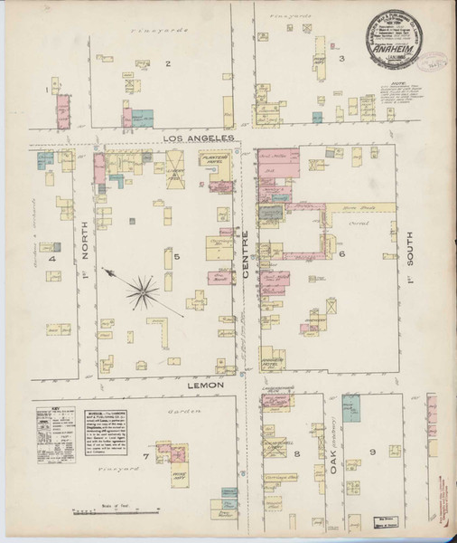Los Angeles - Anaheim California 1885 - Fire Insurance Index - Old Map Reprint Los Angeles - Anaheim California 1885 - Fire Insurance Index - Old Map Reprint