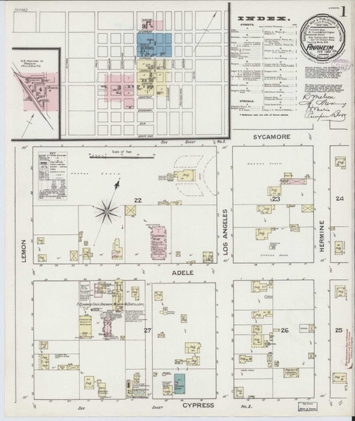 Los Angeles - Anaheim California 1887 - Fire Insurance Index - Old Map Reprint Los Angeles - Anaheim California 1887 - Fire Insurance Index - Old Map Reprint