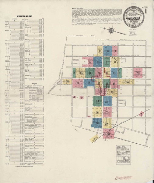 Los Angeles - Anaheim California 1922 - Fire Insurance Index - Old Map Reprint Los Angeles - Anaheim California 1922 - Fire Insurance Index - Old Map Reprint