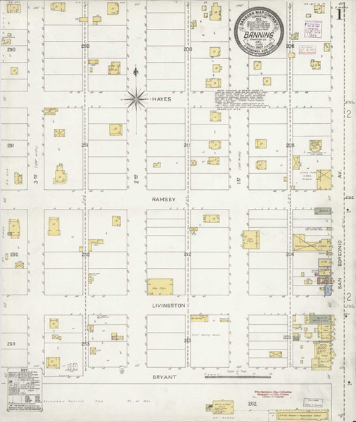 Los Angeles - Banning California 1907 - Fire Insurance Index - Old Map Reprint
