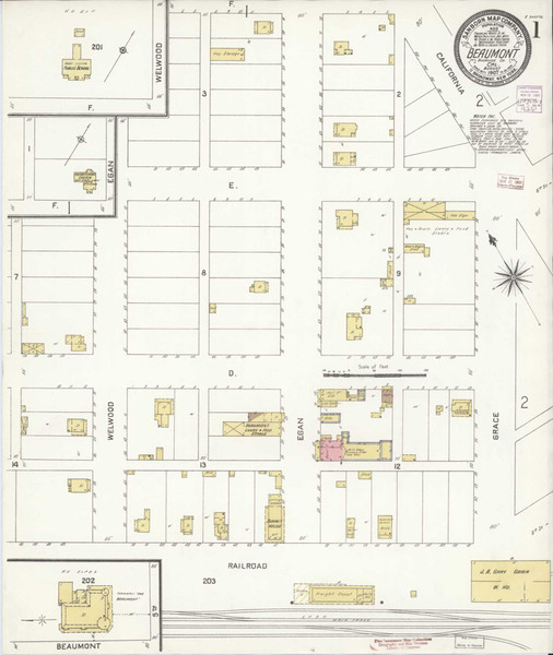 Los Angeles - Beaumont California 1907 - Fire Insurance Index - Old Map Reprint Los Angeles - Beaumont California 1907 - Fire Insurance Index - Old Map Reprint