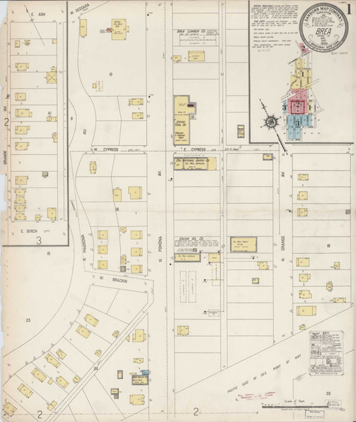 Los Angeles - Brea California 1920 - Fire Insurance Index - Old Map Reprint