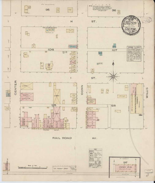 Los Angeles - Colton California 1885 - Fire Insurance Index - Old Map Reprint