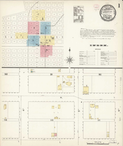 Los Angeles - Colton California 1894 - Fire Insurance Index - Old Map Reprint Los Angeles - Colton California 1894 - Fire Insurance Index - Old Map Reprint