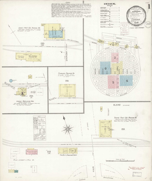Los Angeles - Corona California 1900 - Fire Insurance Index - Old Map Reprint