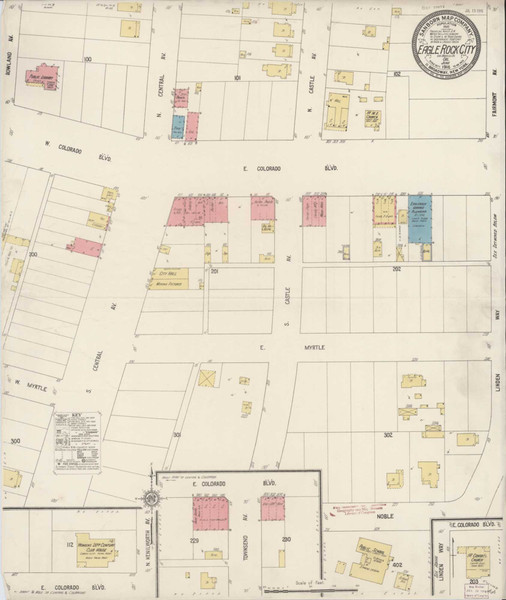 Los Angeles - Eagle Rock City California 1916 - Fire Insurance Index - Old Map Reprint