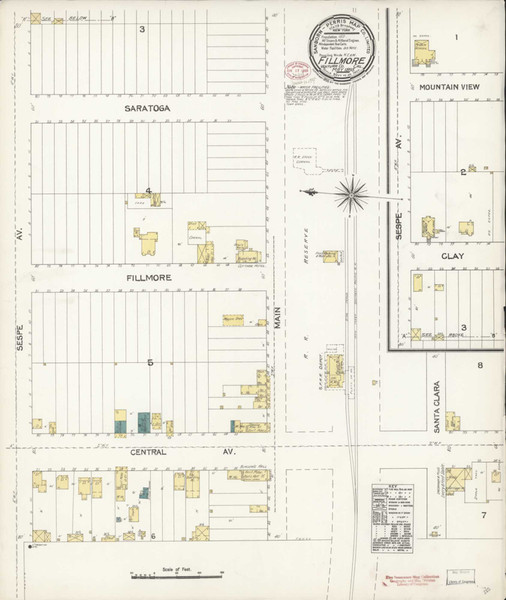 Los Angeles - Fillmore California 1895 - Fire Insurance Index - Old Map Reprint Los Angeles - Fillmore California 1895 - Fire Insurance Index - Old Map Reprint