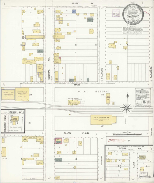 Los Angeles - Fillmore California 1909 - Fire Insurance Index - Old Map Reprint Los Angeles - Fillmore California 1909 - Fire Insurance Index - Old Map Reprint