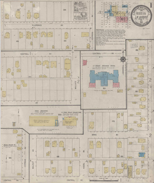 Los Angeles - La Habra California 1920 - Fire Insurance Index - Old Map Reprint