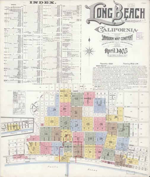 Los Angeles - Long Beach California 1905 - Fire Insurance Index - Old Map Reprint Los Angeles - Long Beach California 1905 - Fire Insurance Index - Old Map Reprint