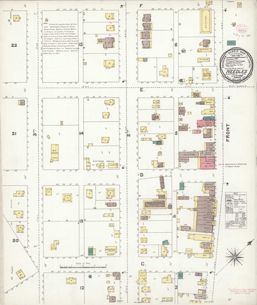 Los Angeles - Needles California 1896 - Fire Insurance Index - Old Map Reprint