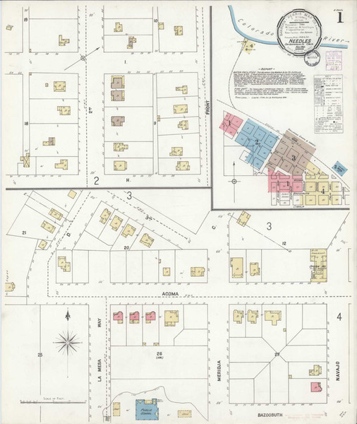 Los Angeles - Needles California 1901 - Fire Insurance Index - Old Map Reprint