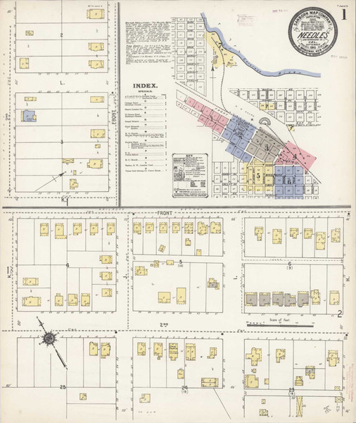 Los Angeles - Needles California 1910 - Fire Insurance Index - Old Map Reprint