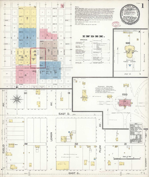 Los Angeles - Ontario California 1895 - Fire Insurance Index - Old Map Reprint Los Angeles - Ontario California 1895 - Fire Insurance Index - Old Map Reprint