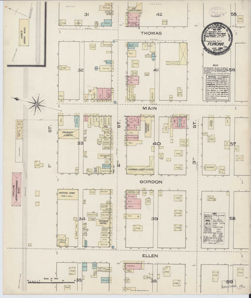 Los Angeles - Pomona California 1885 - Fire Insurance Index - Old Map Reprint Los Angeles - Pomona California 1885 - Fire Insurance Index - Old Map Reprint