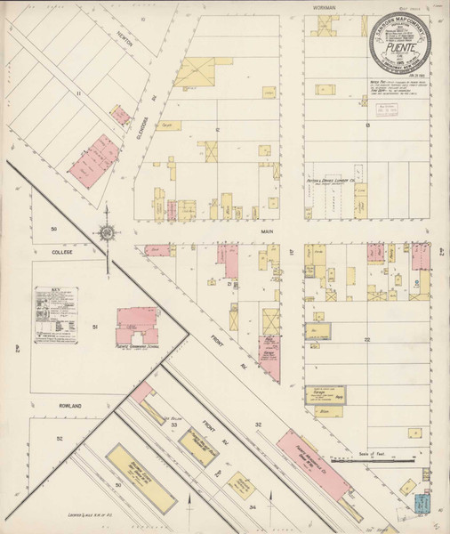 Los Angeles - Puente California 1915 - Fire Insurance Index - Old Map Reprint