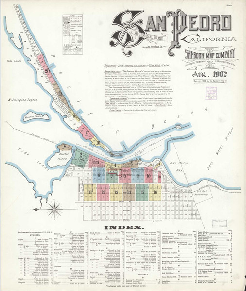 Los Angeles - San Pedro California 1902 - Fire Insurance Index - Old Map Reprint Los Angeles - San Pedro California 1902 - Fire Insurance Index - Old Map Reprint