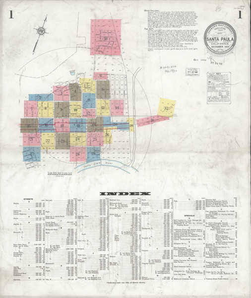 Los Angeles - Santa Paula California 1929 - Fire Insurance Index - Old Map Reprint Los Angeles - Santa Paula California 1929 - Fire Insurance Index - Old Map Reprint