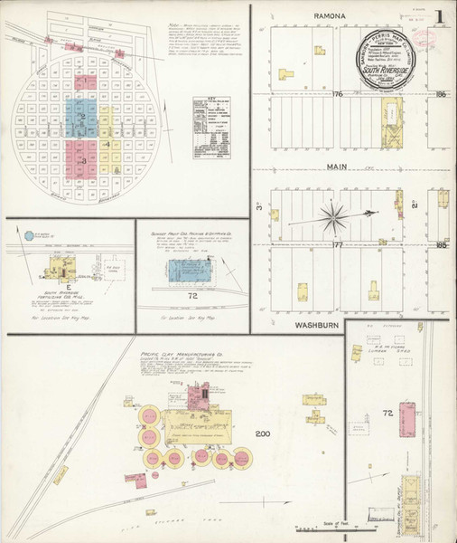 Los Angeles - South Riverside California 1895 - Fire Insurance Index - Old Map Reprint Los Angeles - South Riverside California 1895 - Fire Insurance Index - Old Map Reprint