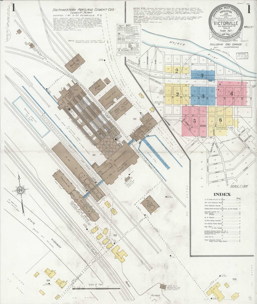 Los Angeles - Victorville California 1927 - Fire Insurance Index - Old Map Reprint Los Angeles - Victorville California 1927 - Fire Insurance Index - Old Map Reprint