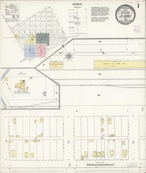 Los Banos California 1908 - Fire Insurance Index - Old Map Reprint