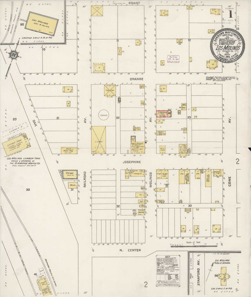 Los Molinos California 1914 - Fire Insurance Index - Old Map Reprint