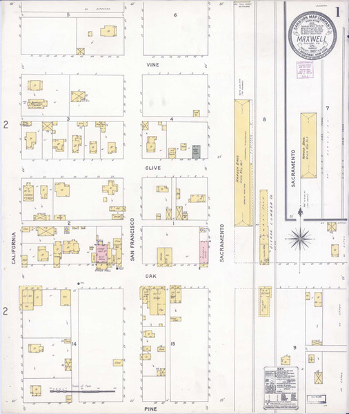 Maxwell California 1907 - Fire Insurance Index - Old Map Reprint