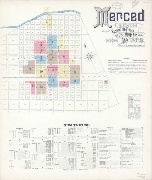 Merced California 1898 - Fire Insurance Index - Old Map Reprint