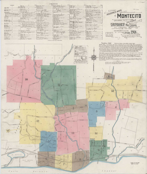Montecito California 1918 - Fire Insurance Index - Old Map Reprint