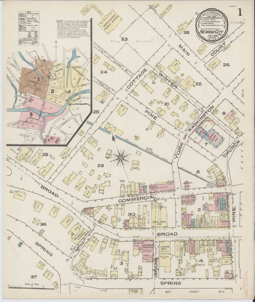 Nevada City California 1885 - Fire Insurance Index - Old Map Reprint