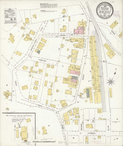 Newcastle California 1907 - Fire Insurance Index - Old Map Reprint