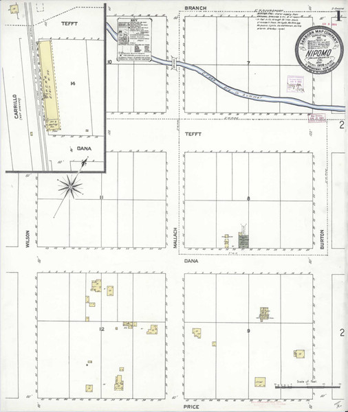 Nipomo California 1909 - Fire Insurance Index - Old Map Reprint
